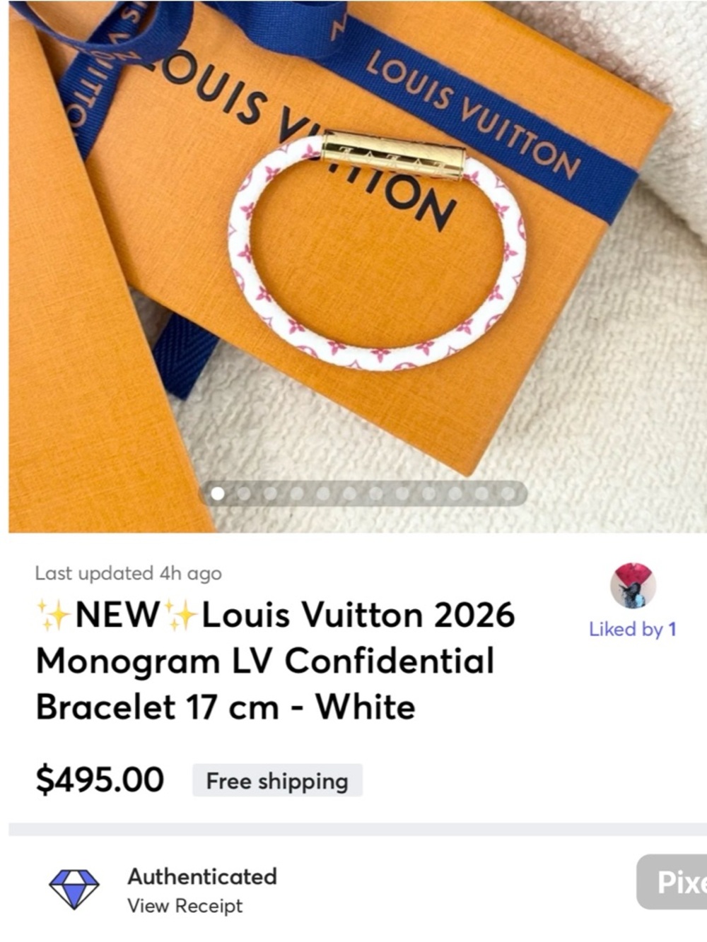 ✨NEW✨Louis Vuitton 2026 Monogram LV Confidential Bracelet 17 cm - White - Picture 10 of 10